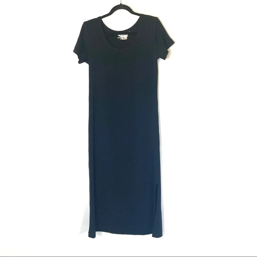 Exclusively Misook Black Acrylic Knit Short Sleeve Scoop Neck Dress Size Medium
